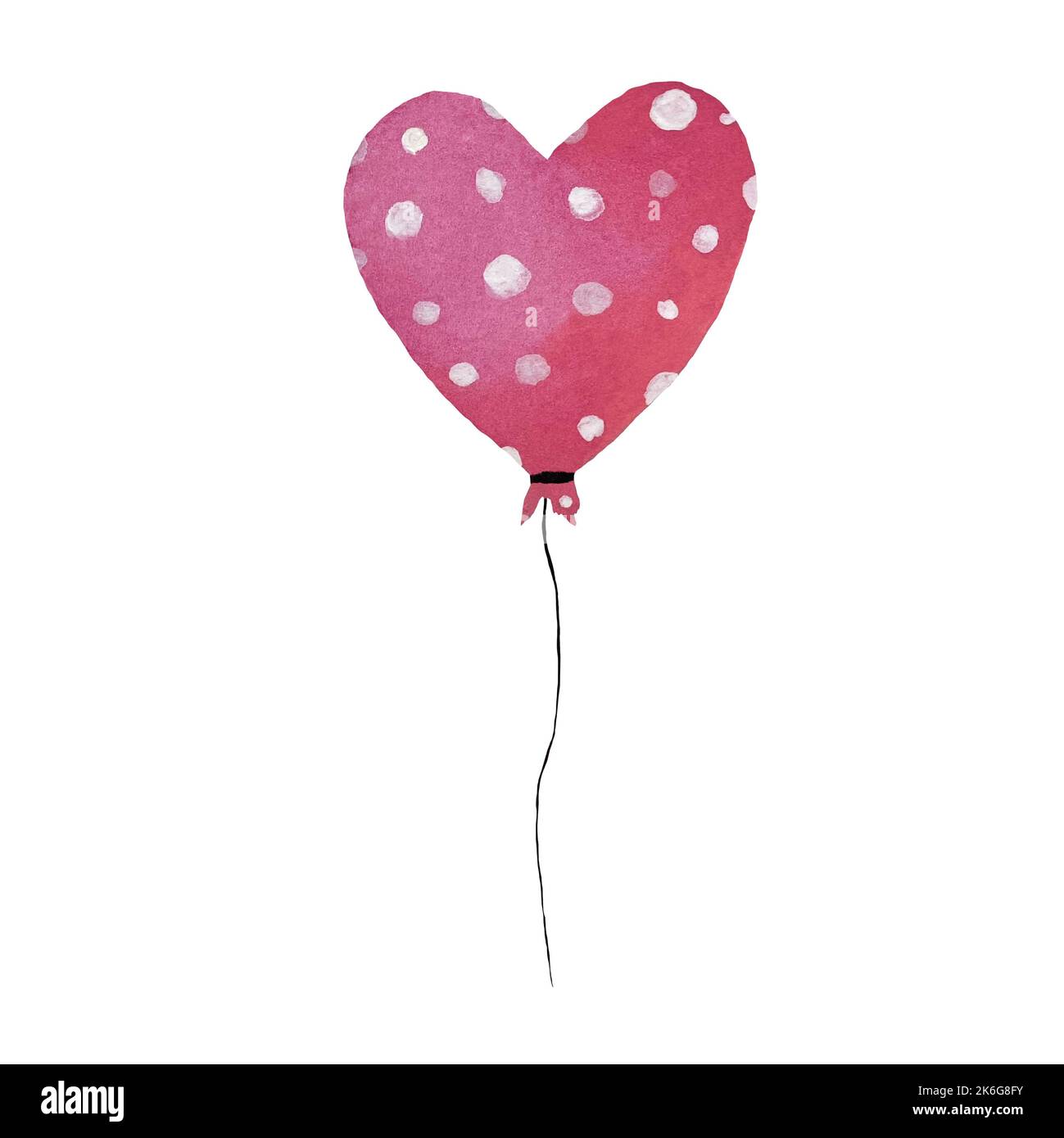 un carino cuore rosa palloncino figura acquerello Foto Stock