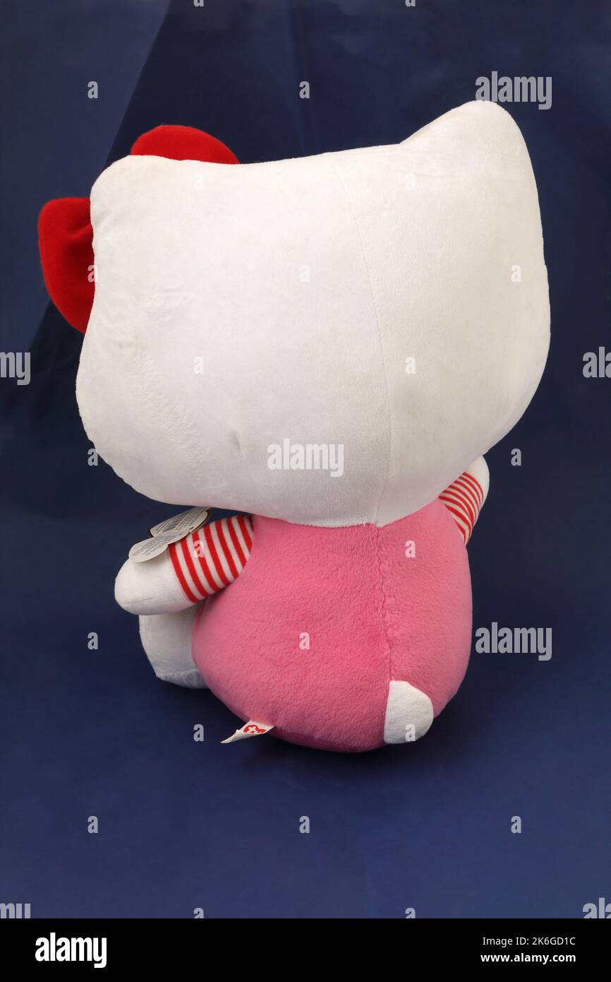Ciao Kitty Soft Toy Vista posteriore Foto Stock