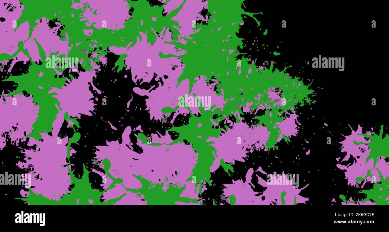 Immagine di schizzi colorati su sfondo nero, spazio di copia Foto Stock