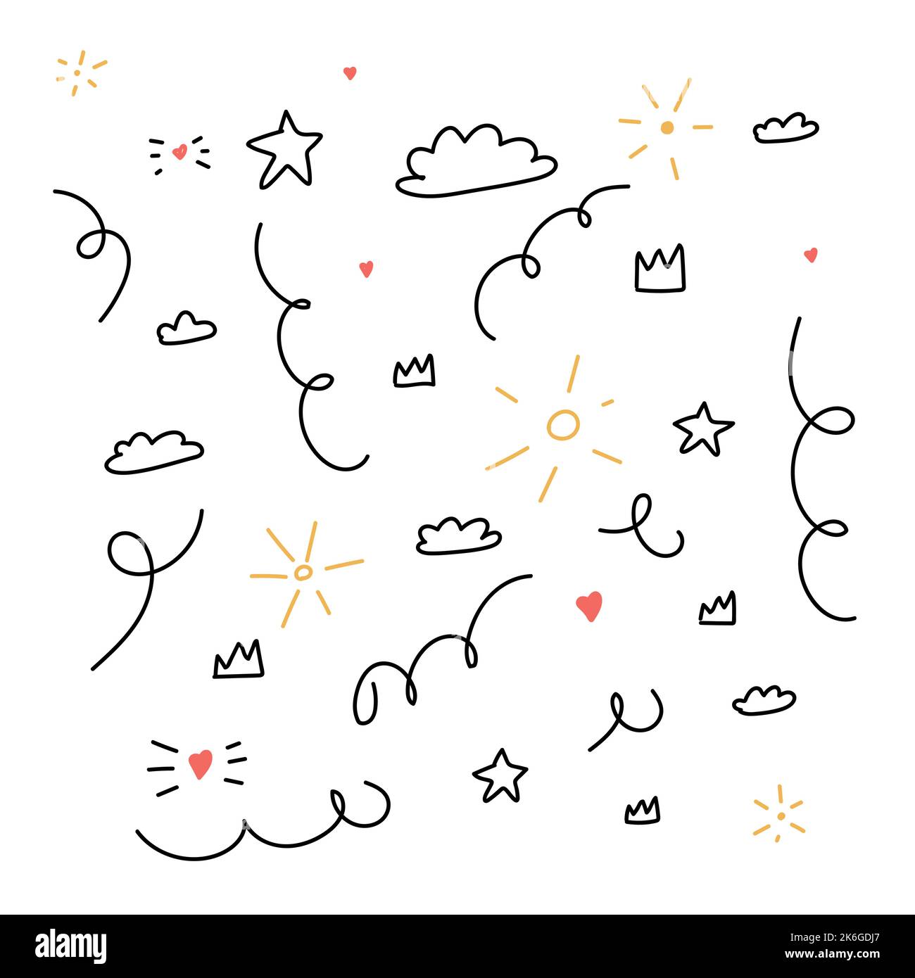 divertente doodle bel tempo, sole nuvole amore Illustrazione Vettoriale