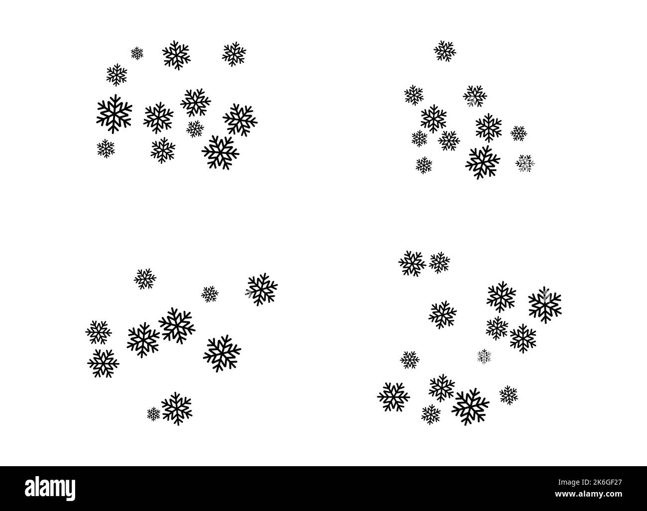 Una serie di fiocchi di neve, sfondo di neve. Neve di Natale per il nuovo anno. Illustrazione vettoriale. Illustrazione Vettoriale