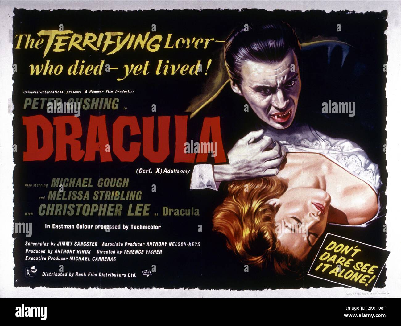 Dracula Horror di Dracula Christopher Lee poster Foto Stock