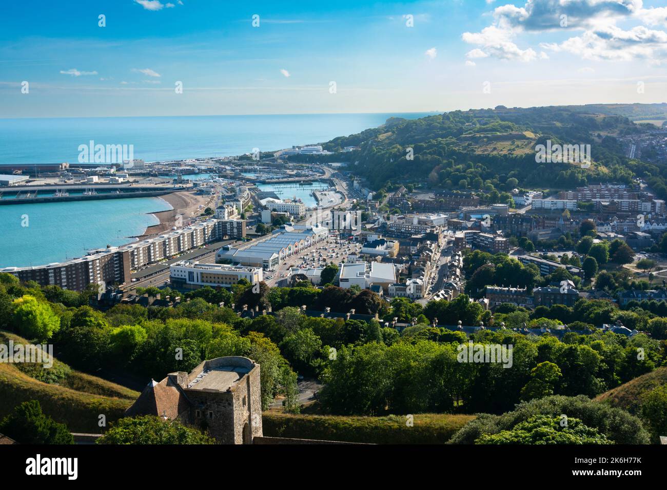 Vista di dover e del porto dal Castello, dover, Inghilterra, Regno Unito Foto Stock