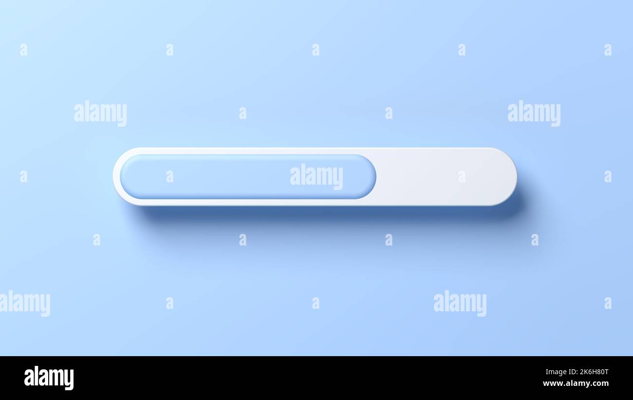 Barra di avanzamento su sfondo blu. Loadning. illustrazione 3d. Foto Stock