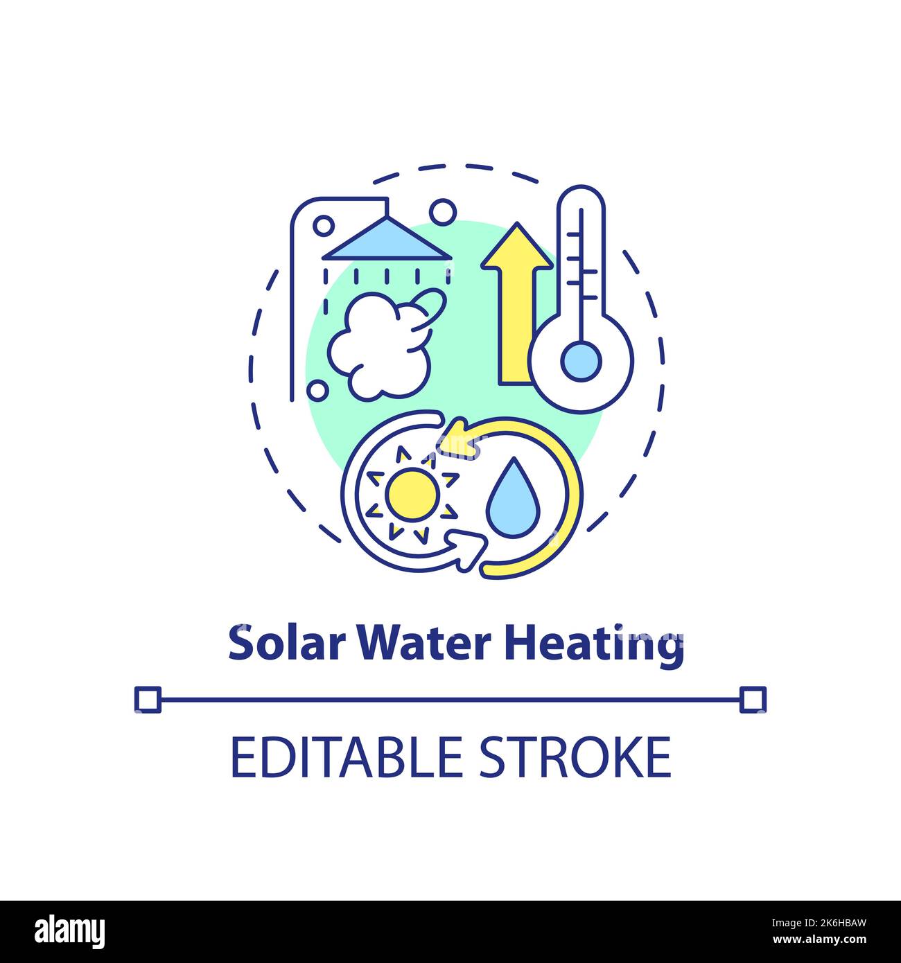 Icona del concetto di riscaldamento dell'acqua solare Illustrazione Vettoriale