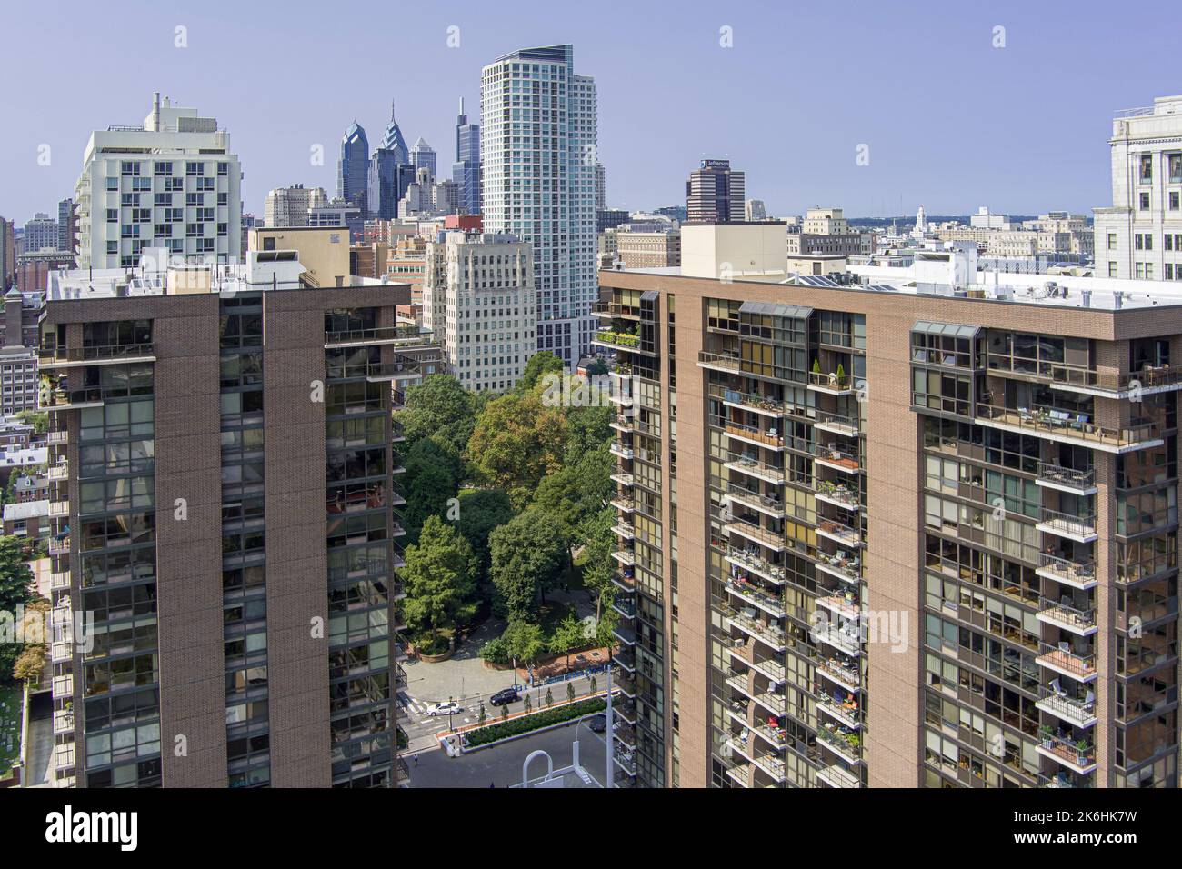 Vista aerea dei tipici edifici di appartamenti, Philadelphia Pennsylvania, Stati Uniti Foto Stock