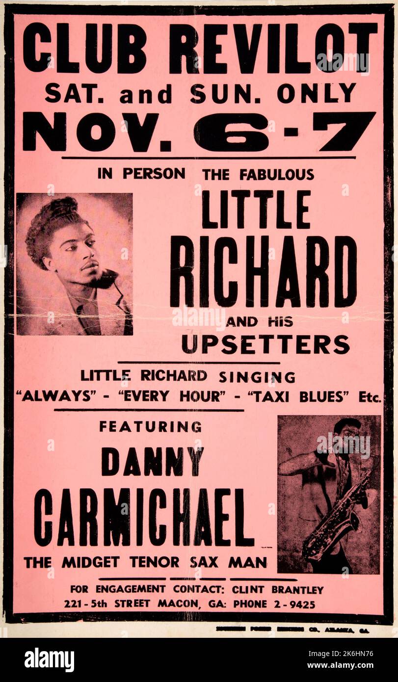 Little Richard 1954 Nashville, TN Concert Poster, il primo conosciuto con la sua foto Foto Stock