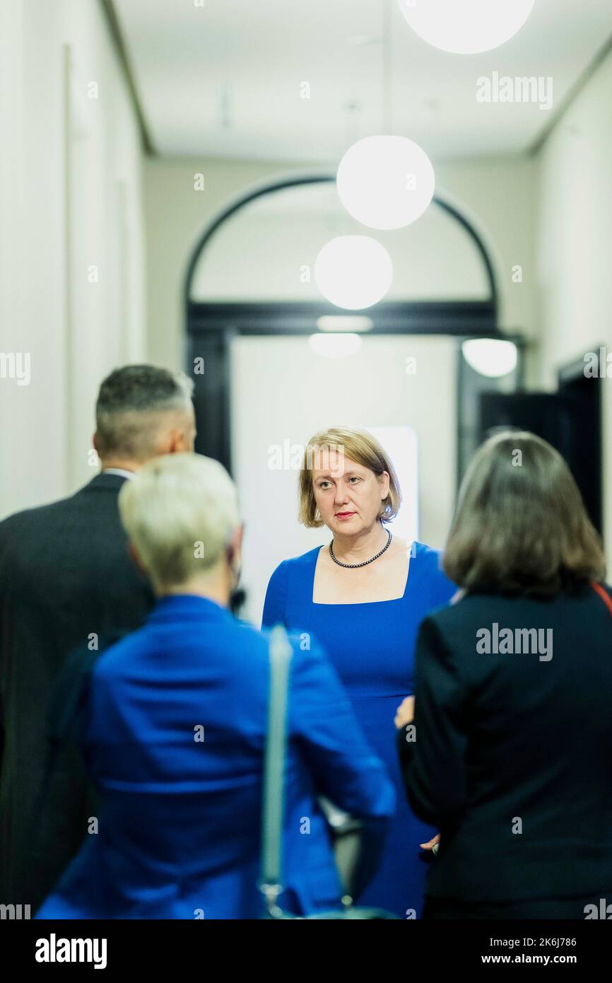 Berlino, Germania. 14th Ott 2022. Lisa Paus (Buendnis 90/Die Grünen), Ministro federale per gli affari familiari, anziani, donne e giovani, raffigurato nell'ambito del G7° Ministro per l'uguaglianza di genere 2022 a Berlino, 14 ottobre 2022. Credit: dpa/Alamy Live News Foto Stock