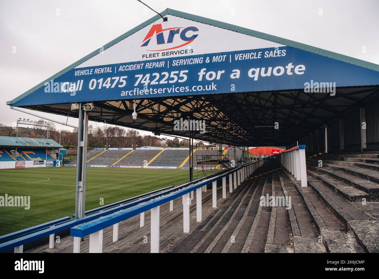 Il Greenock Morton FC gioca nel campionato scozzese. Il club è stato fondato come Morton Football Club nel 1874. Morton fu rinominata Greenock Morton nel 1994. Foto Stock