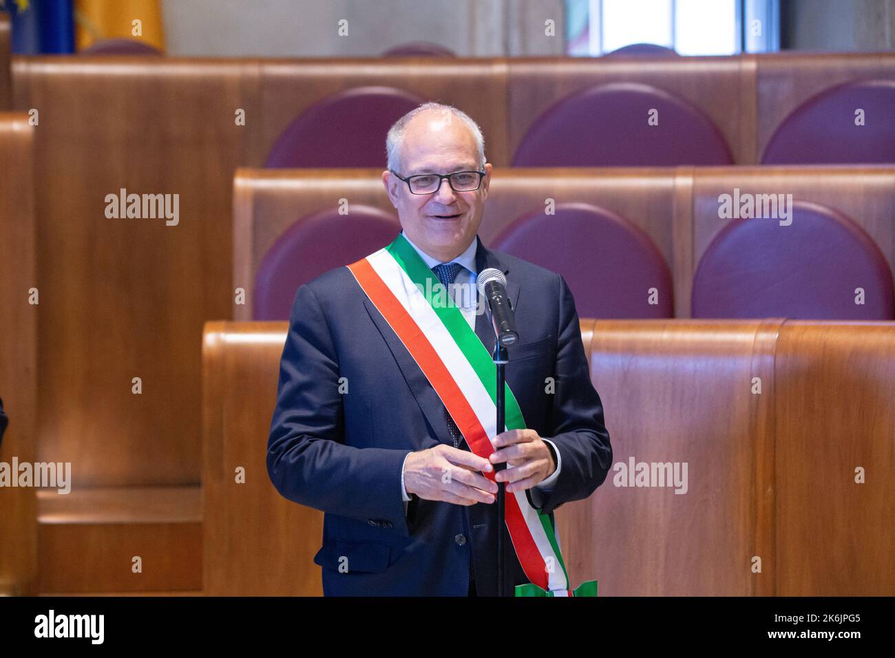 14 ottobre 2022, Roma, Italia: Sindaco di Roma Roberto Gualtieri all'interno della Sala Cesare di Giulio in Campidoglio (Credit Image: © Matteo Nardone/Pacific Press via ZUMA Press Wire) Foto Stock