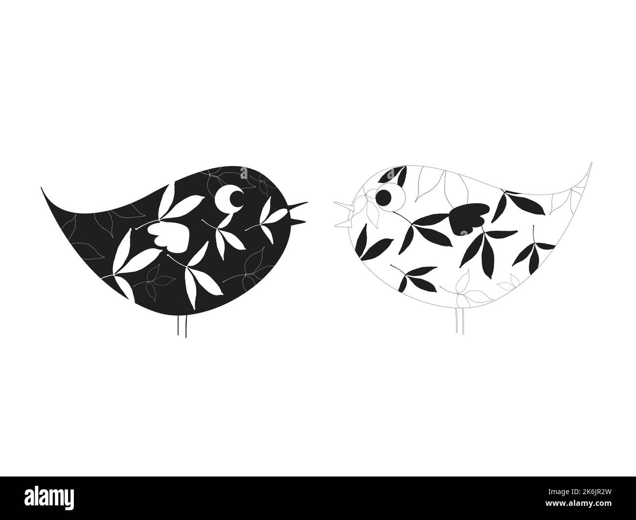 Uccelli in bianco e nero Illustrazione Vettoriale