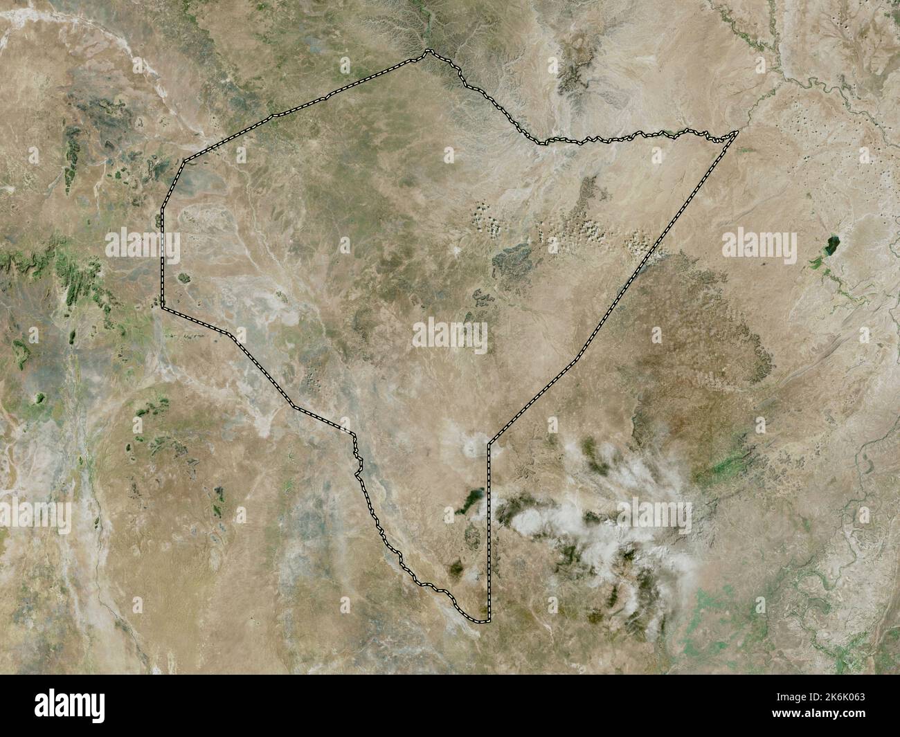 Mandera, contea del Kenya. Mappa satellitare ad alta risoluzione Foto Stock