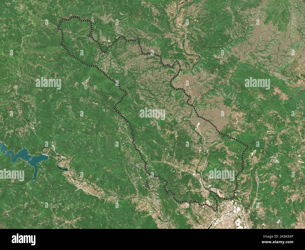 Zvecan, comune del Kosovo. Mappa satellitare a bassa risoluzione Foto Stock