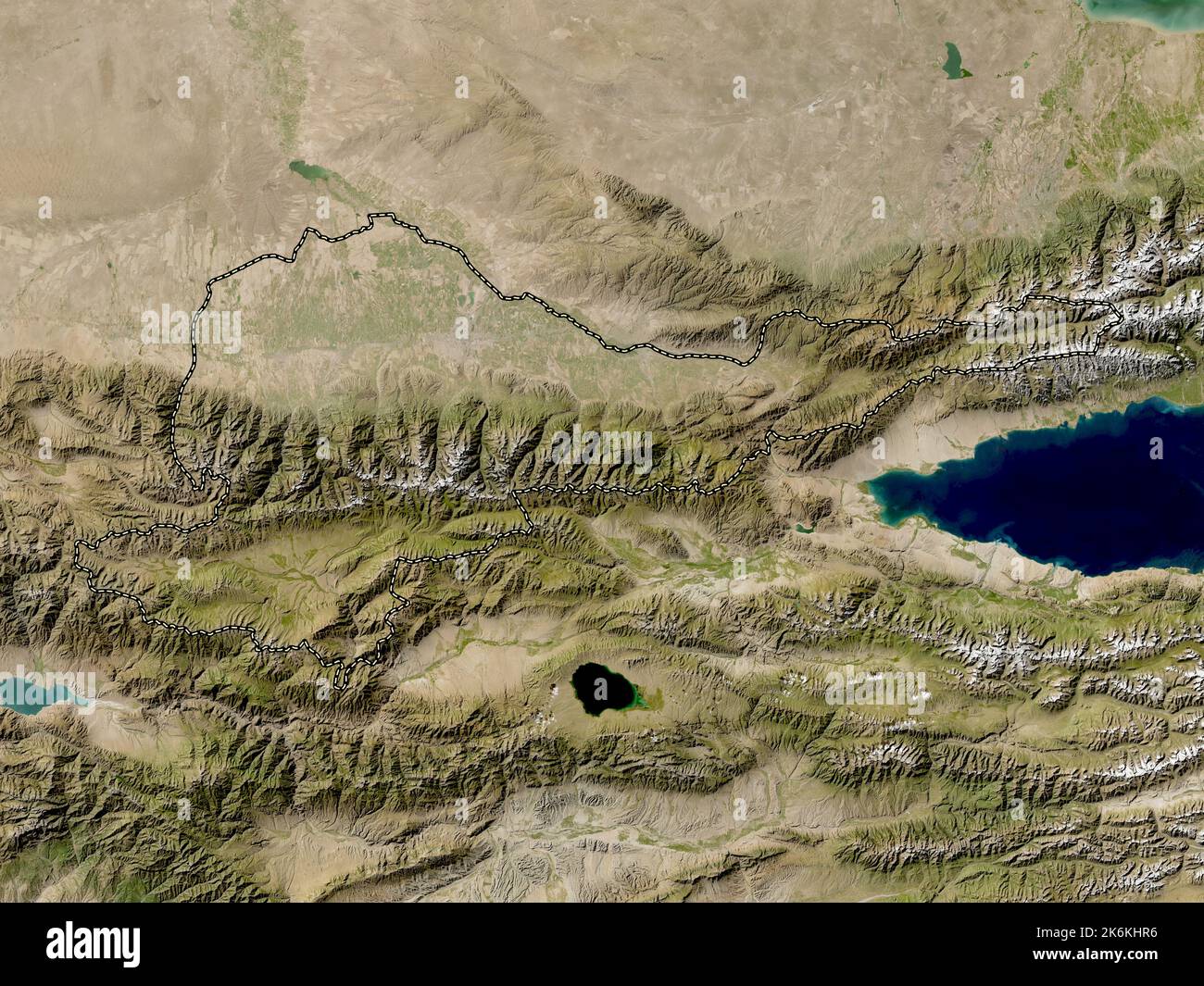 Chuy, provincia del Kirghizistan. Mappa satellitare a bassa risoluzione Foto Stock