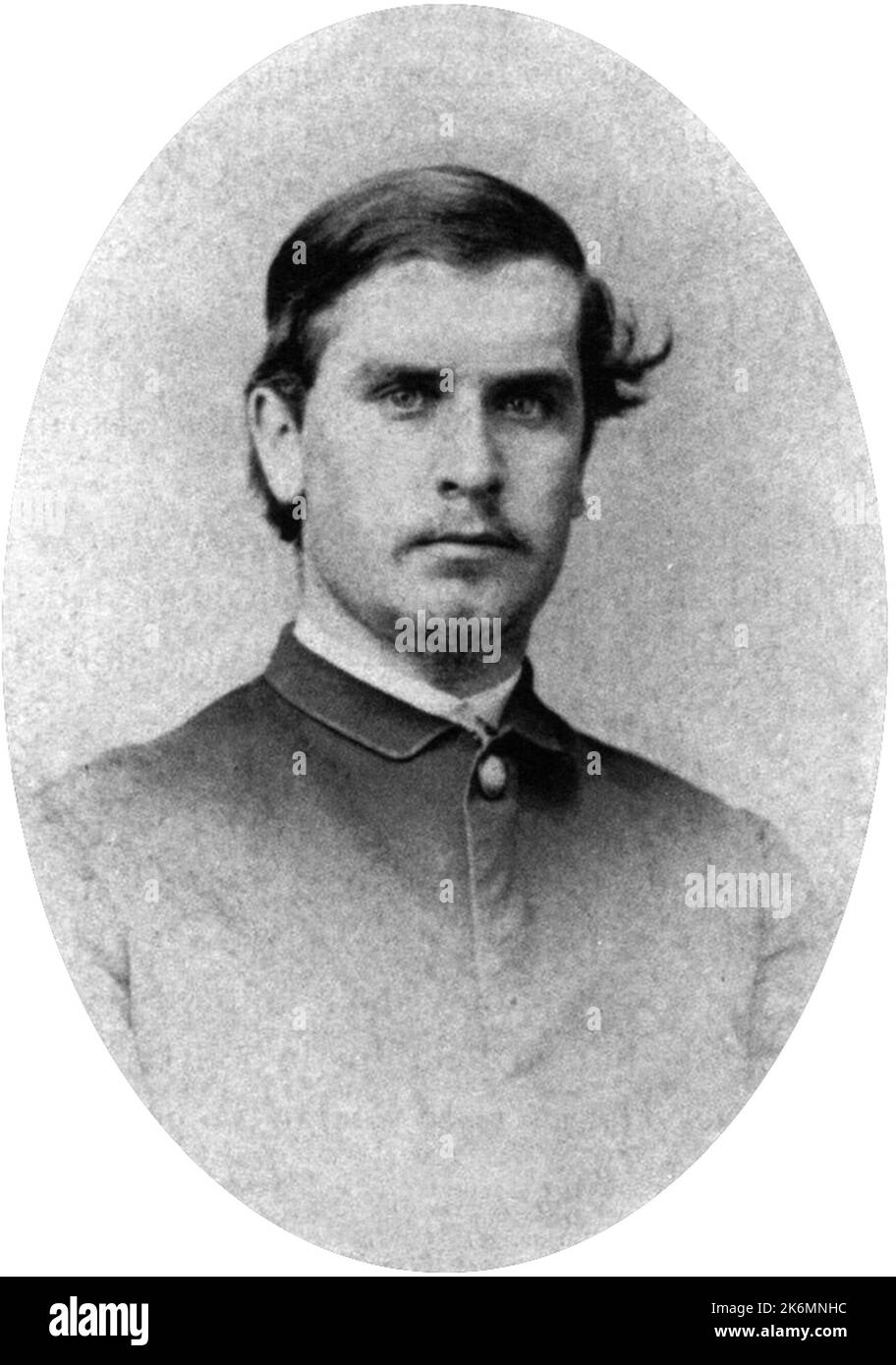 Un ritratto del presidente americano William McKinley del 1865, quando aveva 22 anni. McKinley fu il 25th° presidente degli Stati Uniti, e il terzo dei quattro fu assassinato. Fu ucciso da Leon Czolgosz il 6th settembre 1901. Come James Garfield, McKinley si riprese brevemente dalle ferite, per morire di sepsi qualche tempo dopo. In questa incisione è visto come candidato presidenziale. Foto Stock