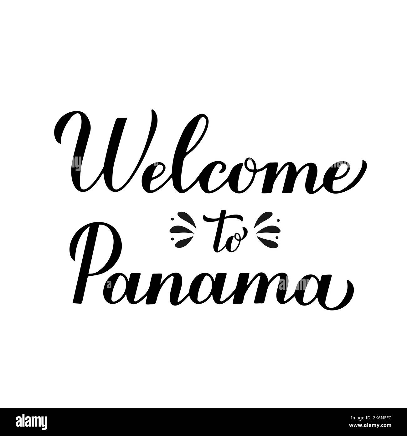 Benvenuti a Panama calligraphy lettering isolato su sfondo bianco. Modello vettoriale per poster tipografici, cartoline, banner, volantini, adesivi, t-shirt Illustrazione Vettoriale