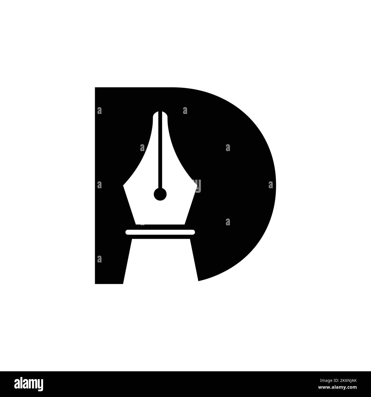 Lettera iniziale D penna icona per l'istruzione Logo e simbolo di legge modello vettoriale Alfabeto basato su modello Illustrazione Vettoriale