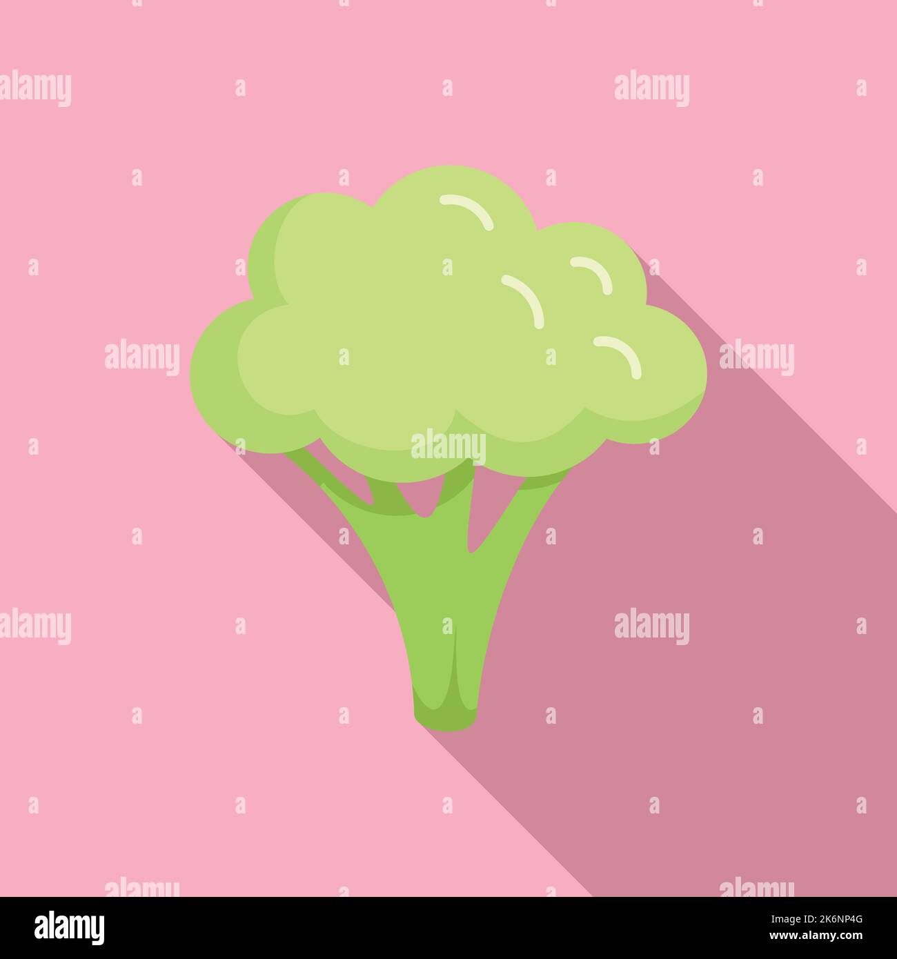 Pulire il vettore piatto icona broccoli. Cavolo vegetale. Insalata di piante Illustrazione Vettoriale