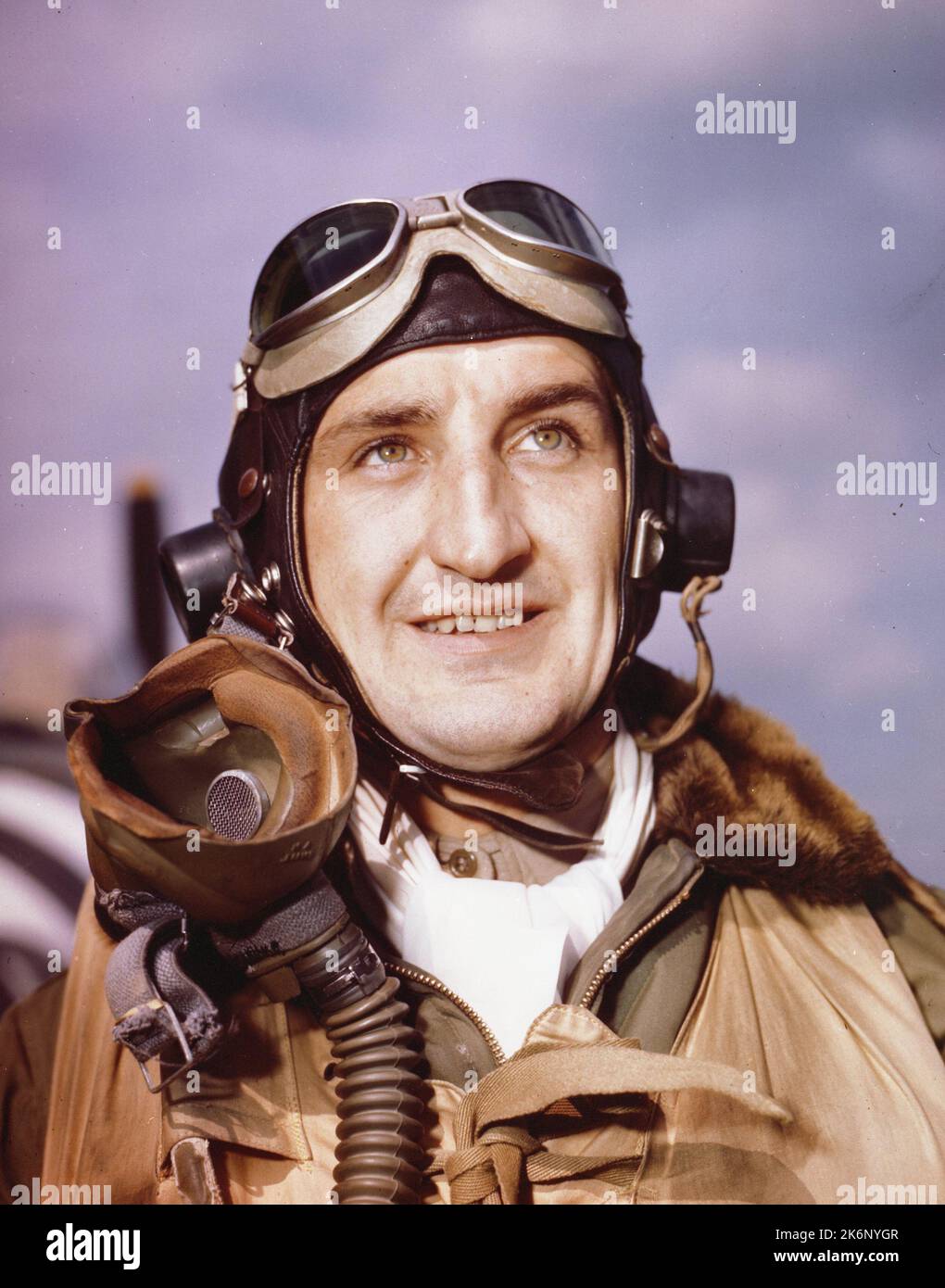 Fotografia di Francesco S. Gabreski. Fotografia di Francesco S. Gabreski. Tenente colonnello Francis Stanley 'Gabby' Gabreski, asso combattente Foto Stock