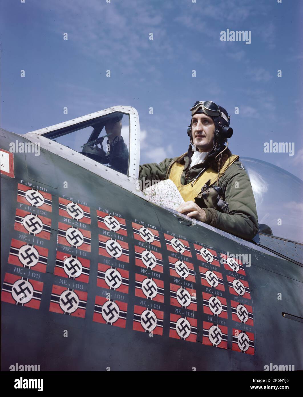 Fotografia di Francesco S. Gabreski. Fotografia di Francesco S. Gabreski. Tenente colonnello Francis Stanley 'Gabby' Gabreski, asso combattente Foto Stock