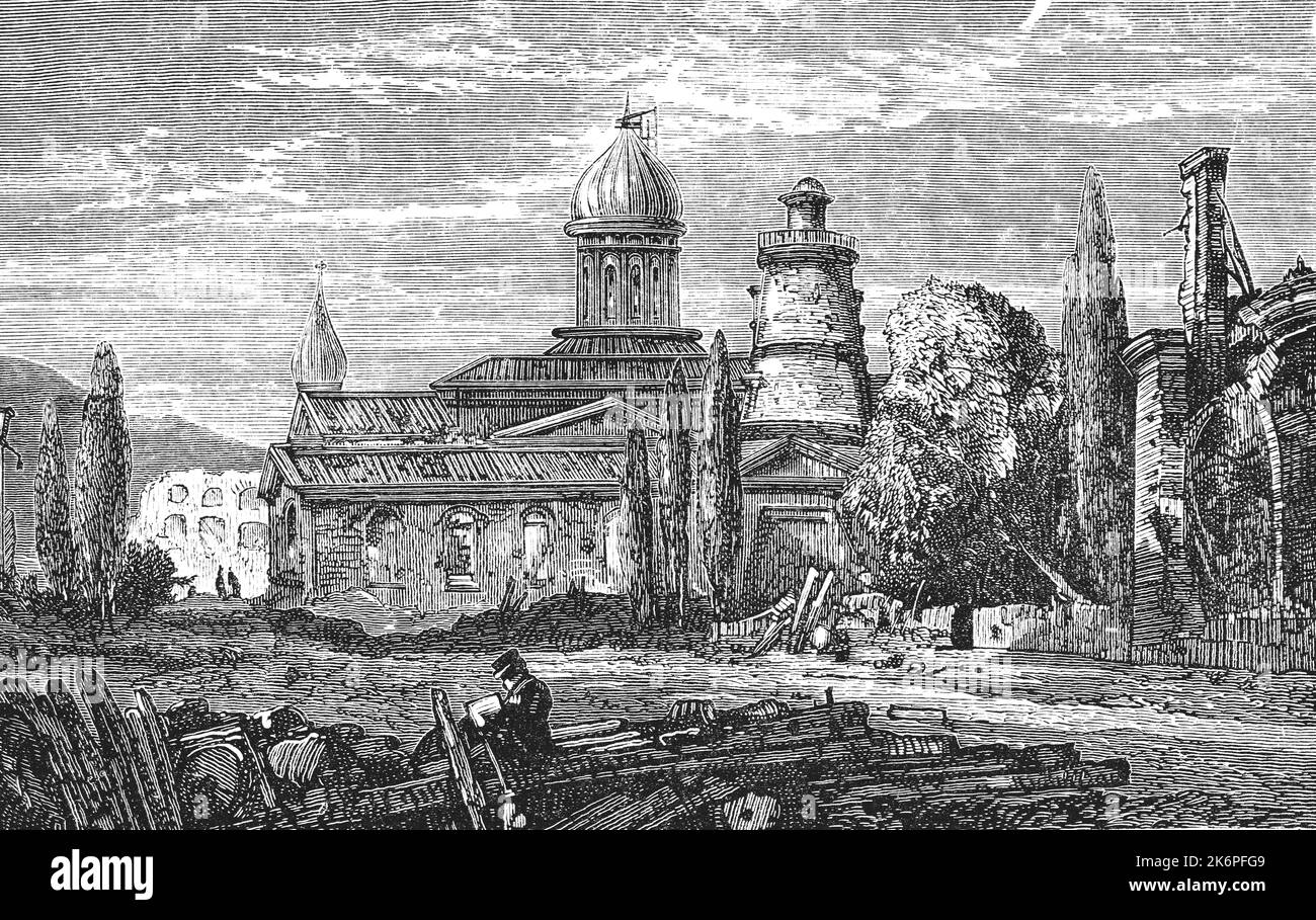 Via a Sevastopol dopo l'assedio, c1855. L'assedio di Sevastopol (assedio di Sebastopol), durò dall'ottobre 1854 al settembre 1855, durante la guerra di Crimea. Foto Stock