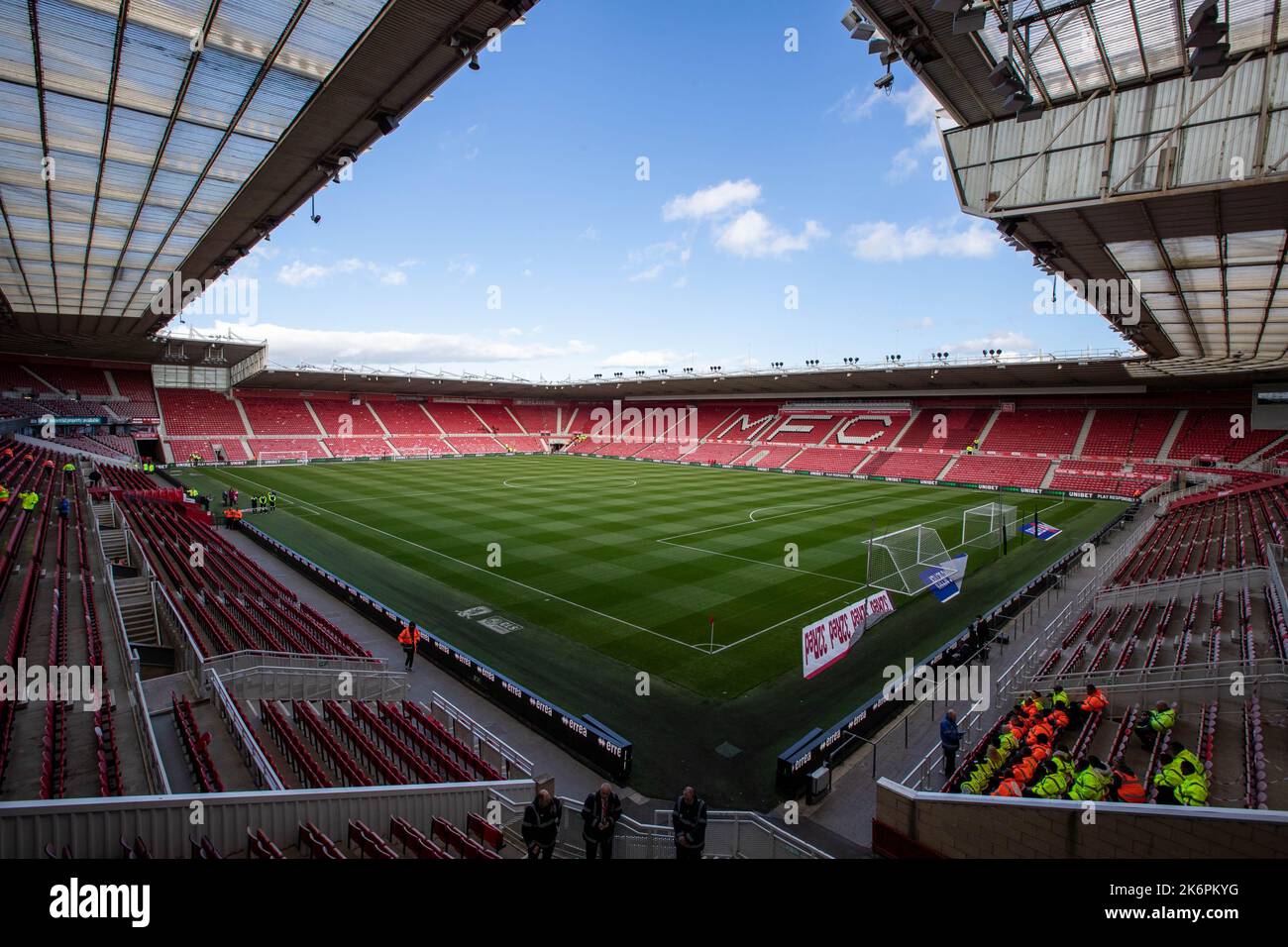 Middlesbrough, Regno Unito. 15th Ott 2022. Vista generale all'interno del Riverside Stadium davanti alla partita Sky Bet Championship Middlesbrough vs Blackburn Rovers al Riverside Stadium, Middlesbrough, Regno Unito, 15th ottobre 2022 (Foto di James Heaton/News Images) a Middlesbrough, Regno Unito il 10/15/2022. (Foto di James Heaton/News Images/Sipa USA) Credit: Sipa USA/Alamy Live News Foto Stock