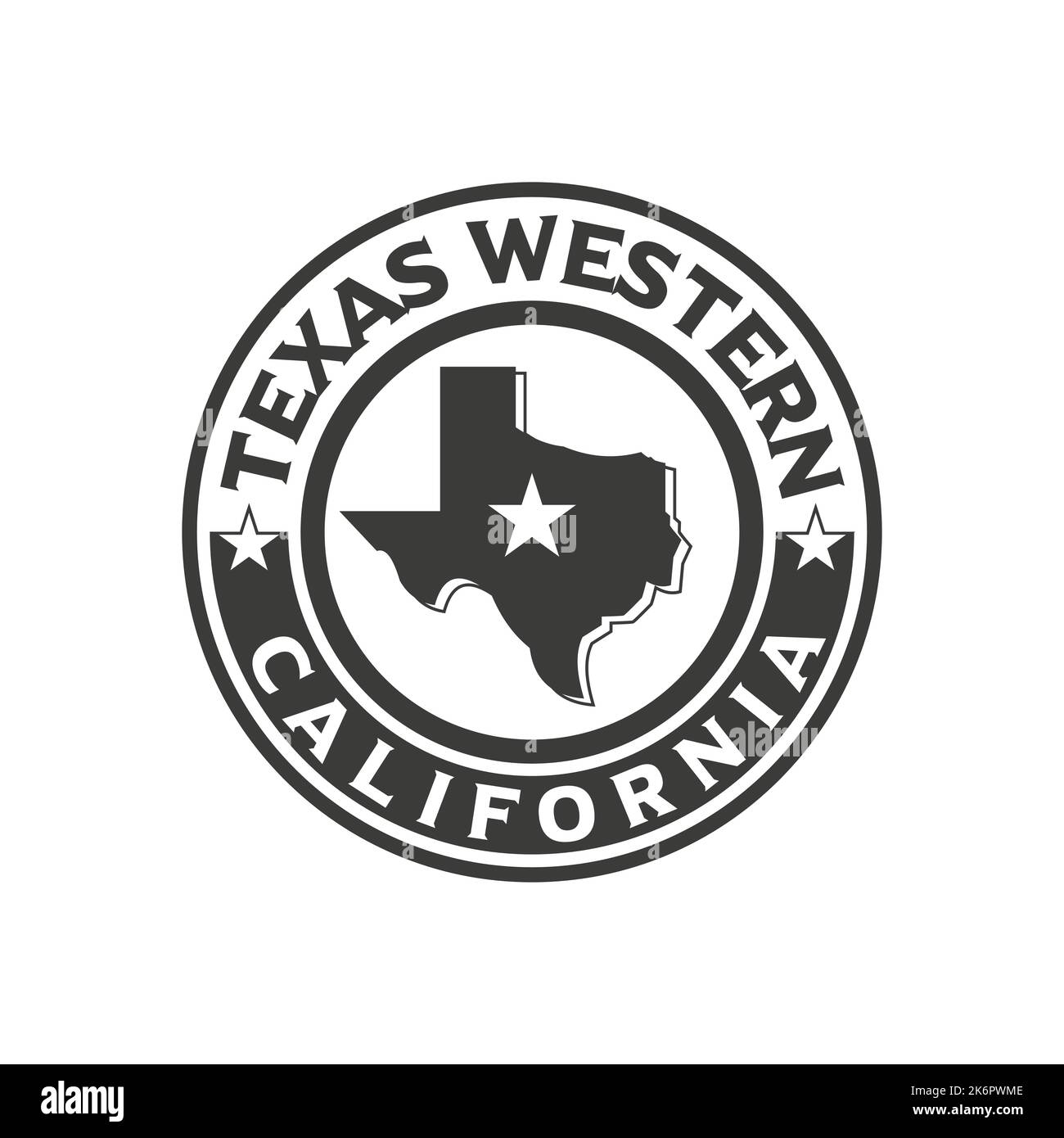 Modello logo dello stato del Texas, stemma, etichette. Single Star Country. Tipografia, Texas USA vintage design. Illustrazione vettoriale dell'emblema della mappa Illustrazione Vettoriale