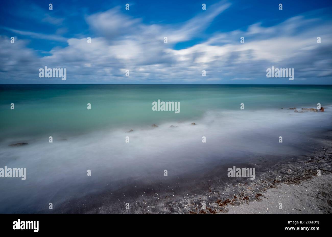 Lunga esposizione del Golfo del Messico a Caspersen Beach a Venezia Florida USA Foto Stock