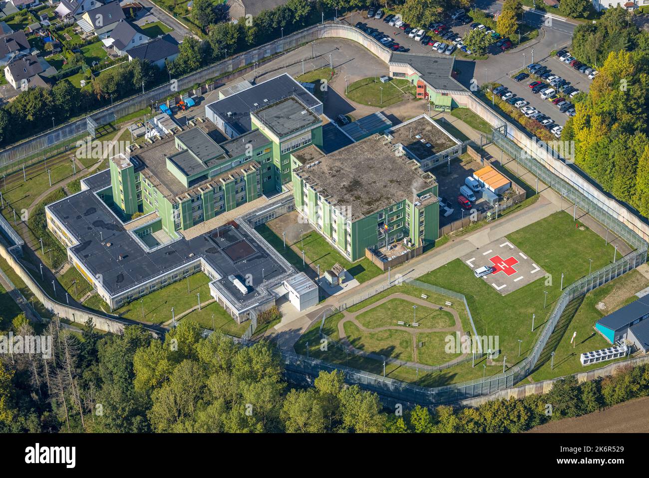 Veduta aerea, Ospedale Prison NRW, Fröndenberg/Ruhr, Renania settentrionale-Vestfalia, Germania, Arresto, DE, Europa, custodia, incarcerazione, Fröndenberg/Ruhr, Pr Foto Stock