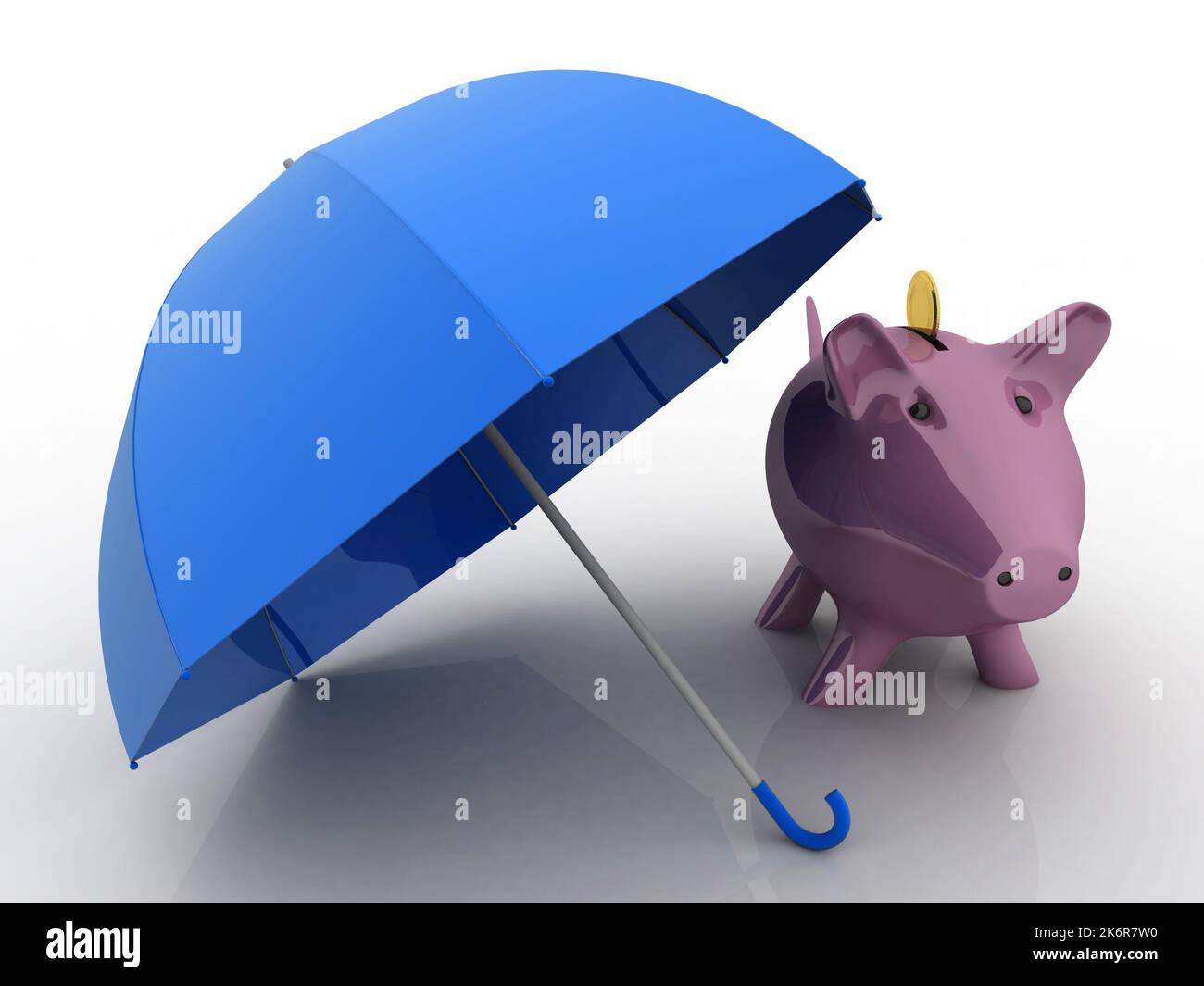 ombrello di protezione della banca Pig Coin 3D rendering Foto Stock
