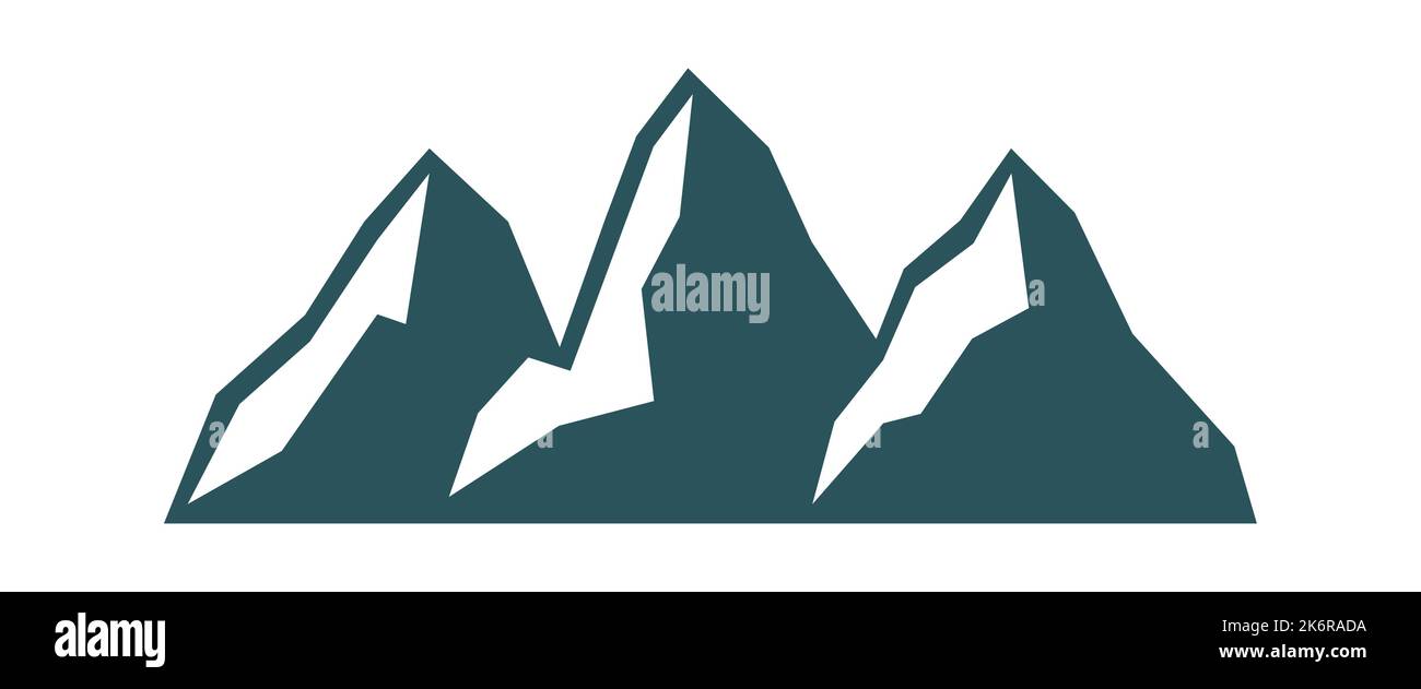 Forme di montagna. Silhouette rocciosa. Logo del campo di viaggio vettoriale. Illustrazione Vettoriale