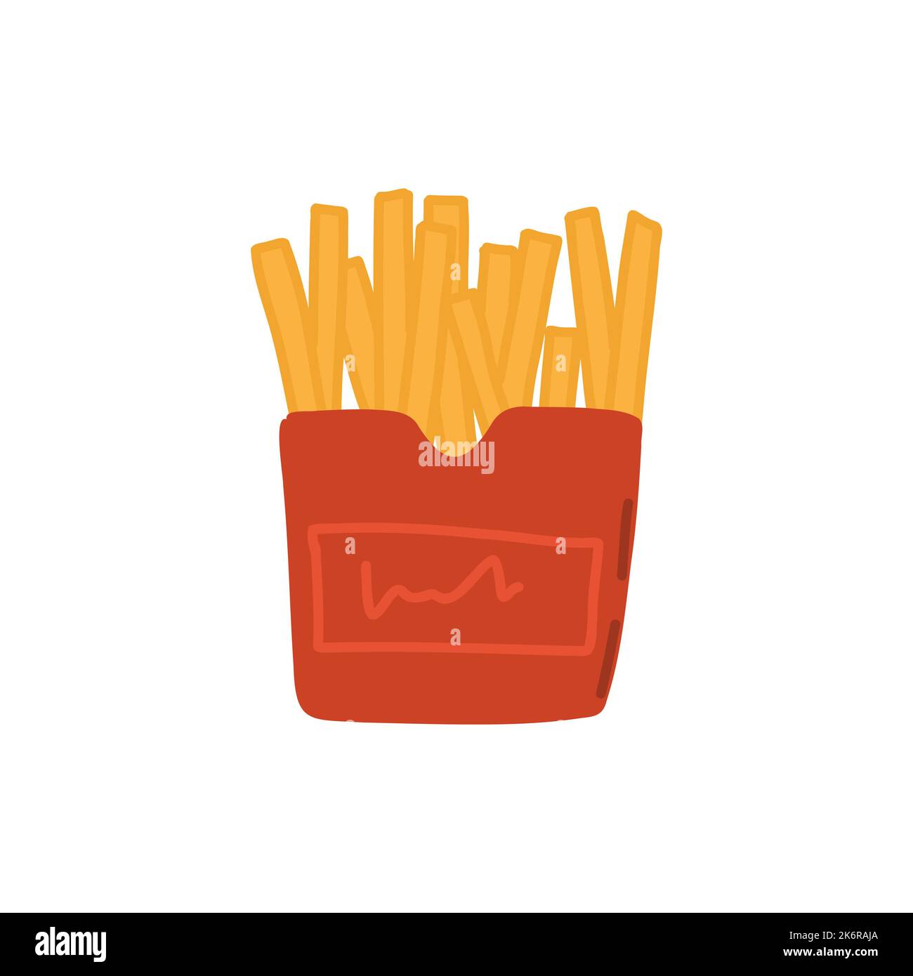 Patate patatine fritte. Concetto di fast food disegnato a mano. Illustrazione del doodle vettoriale. Illustrazione Vettoriale