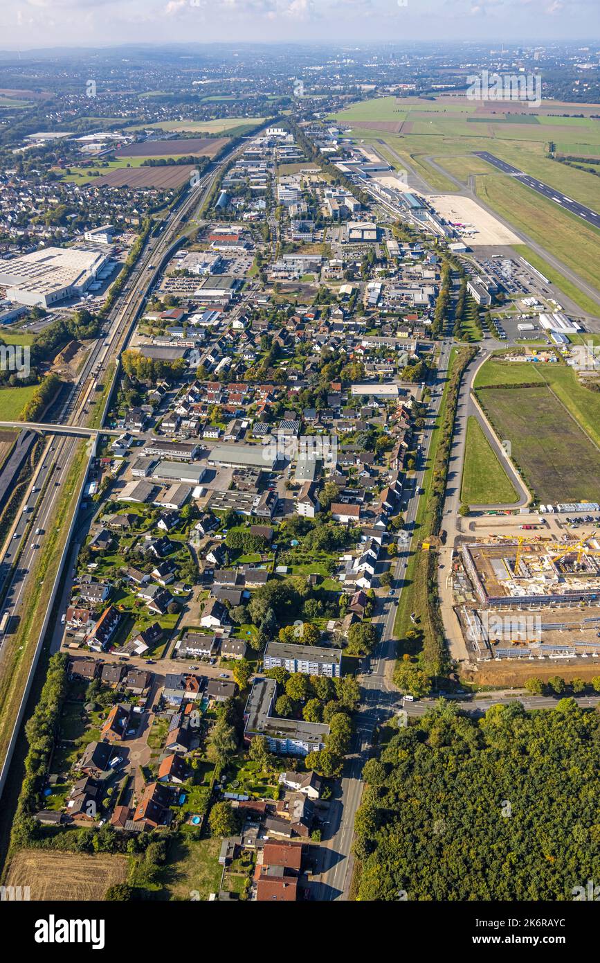 Vista aerea, parco industriale dell'aeroporto di Dortmund, Holzwickede, zona della Ruhr, Renania settentrionale-Vestfalia, Germania, DE, Europa, Aeroporto, Aereoporto, Commercial e Foto Stock