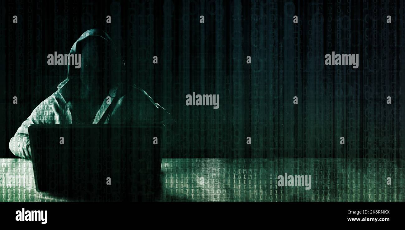Crimine digitale con Hacker Syndicate accesso illecito ai dati Foto Stock