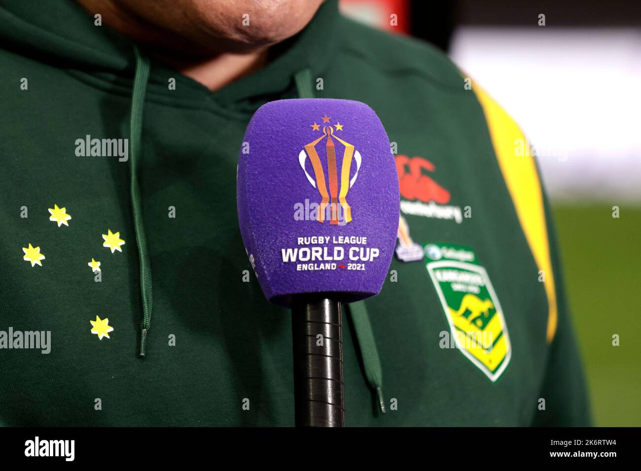L'allenatore capo australiano Mal Meninga è stato intervistato prima della partita di Coppa del mondo di Rugby League di gruppo B all'Headingley Stadium, Leeds. Data immagine: Sabato 15 ottobre 2022. Foto Stock