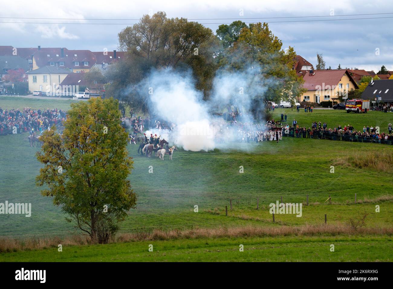 Inszenierung der historischen Schlacht bei Jena Foto Stock