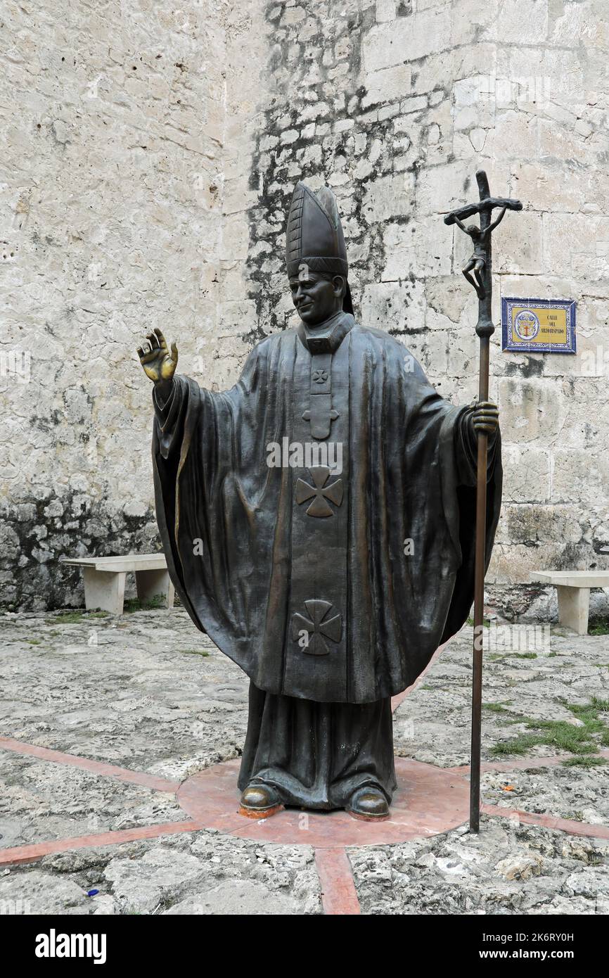 Statua di Papa Giovanni Paolo II a Cartagena Foto Stock