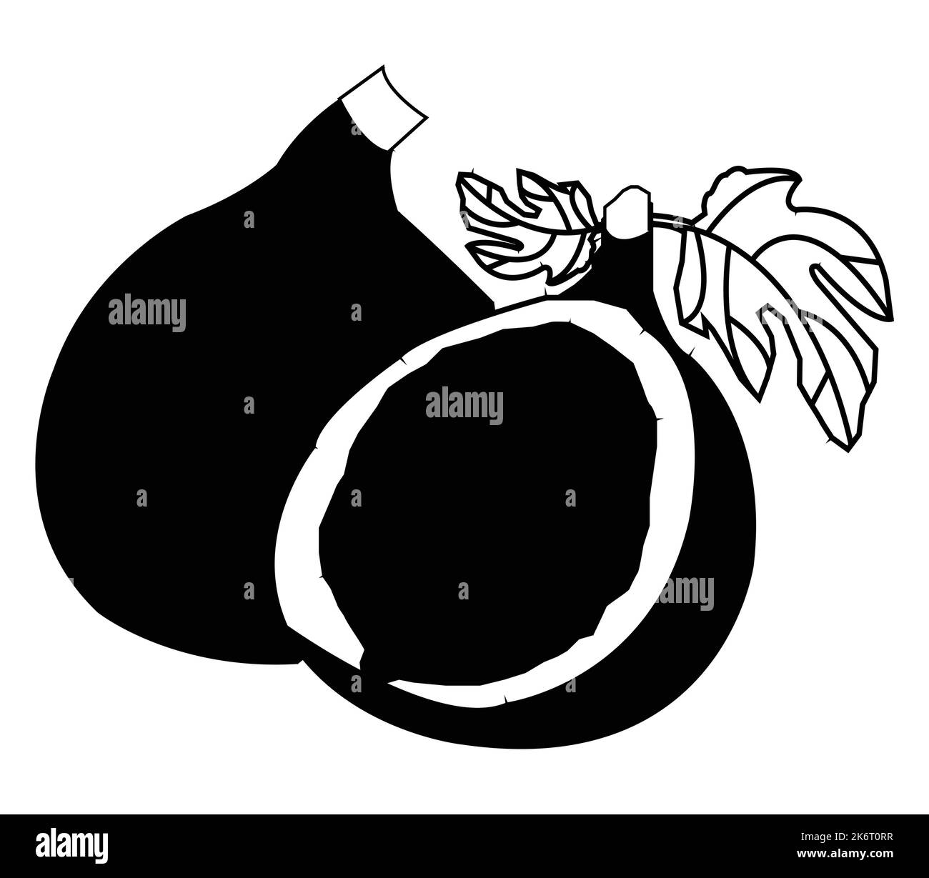 Fig in bianco e nero con disegno vettoriale a due lamelle.migliore illustrazione delle risorse grafiche. grafica vettoriale per icone e simboli e logo design Illustrazione Vettoriale