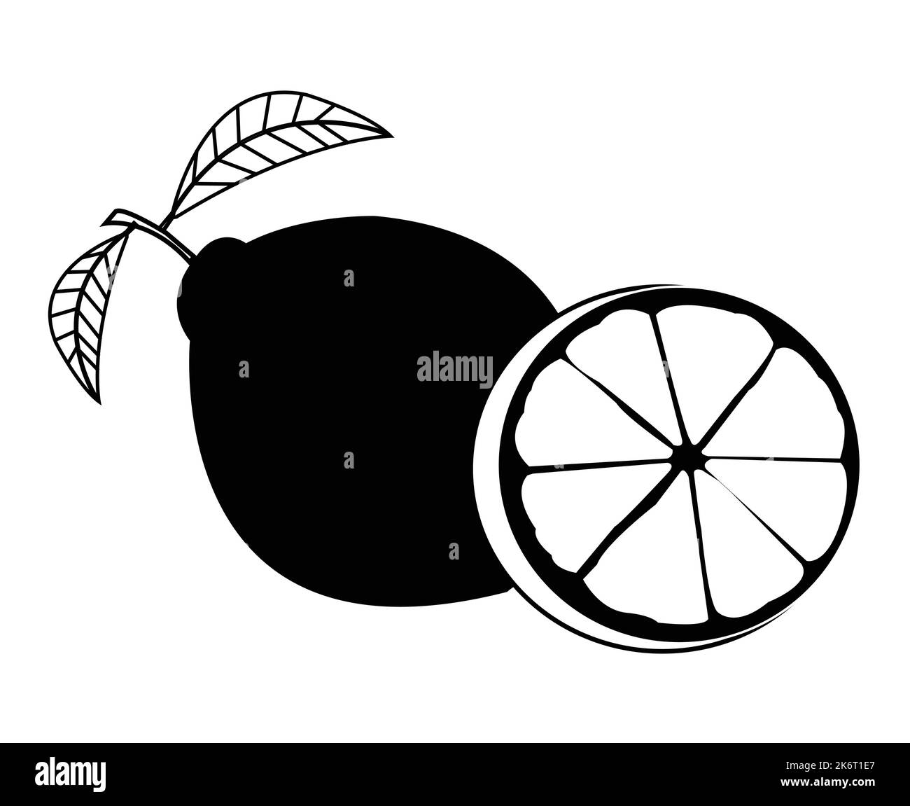 Disegno vettoriale in bianco e nero Lemon. Illustrazione delle migliori risorse grafiche. grafica vettoriale per icone e simboli e logo design e cancelleria Illustrazione Vettoriale