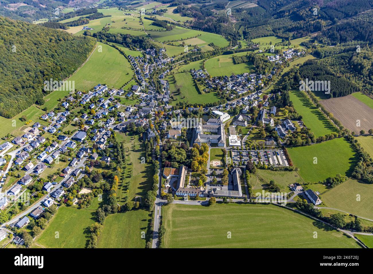 , Veduta aerea, Fachkrankenhaus Kloster Grafschaft, Grafschaft, Schmallenberg, Sauerland, Renania settentrionale-Vestfalia, Germania, DE, Europa, Sanità, Prop Foto Stock