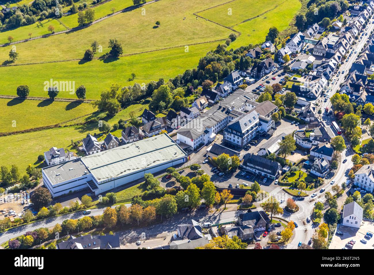 , Veduta aerea, Falke KGaA, Schmallenberg, Sauerland, Renania settentrionale-Vestfalia, Germania, DE, Europa, imprese commerciali, Spazio commerciale, industriale Foto Stock