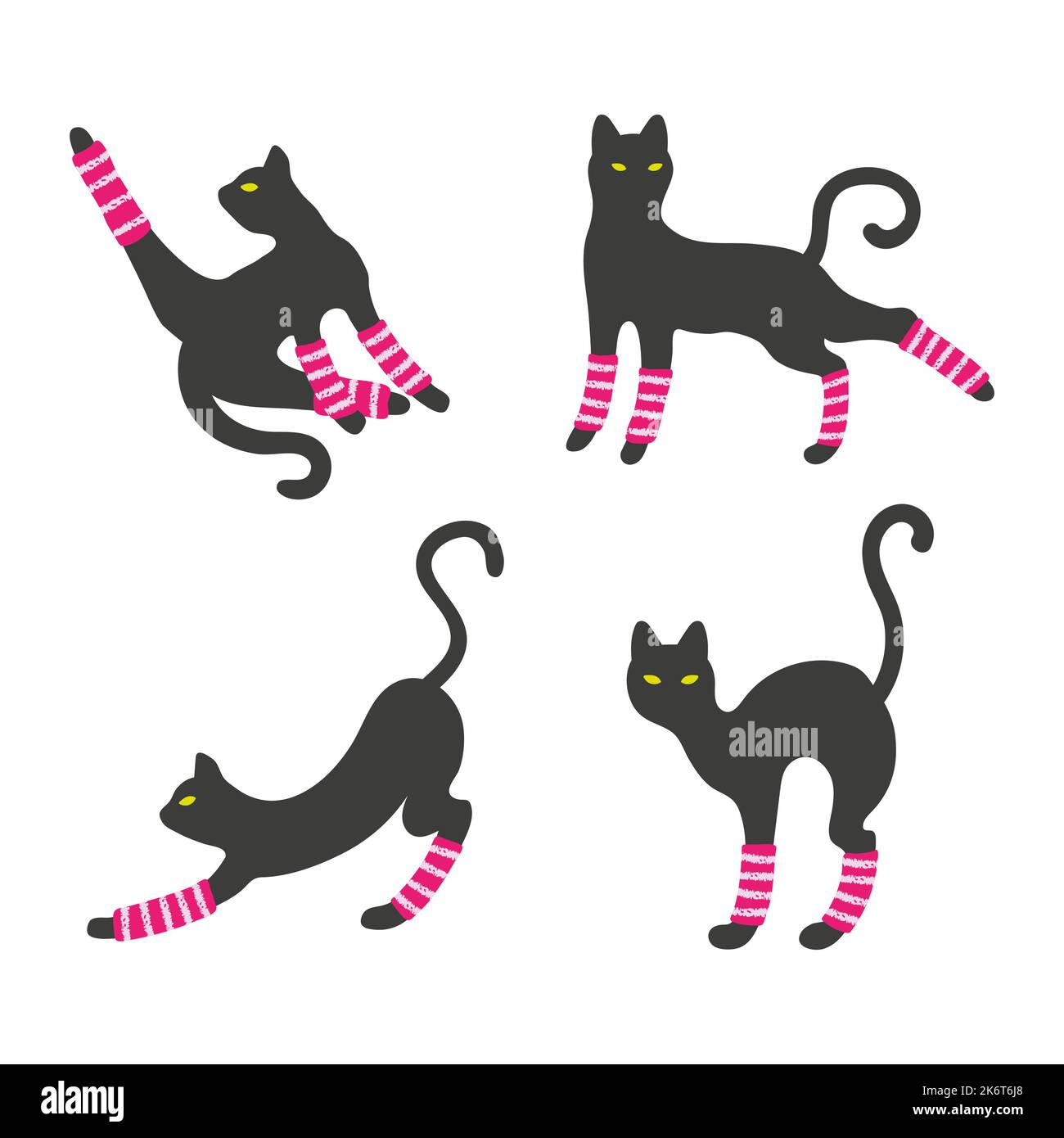 Set di carino allenarsi gatti. Illustrazione del fitness vettoriale. Illustrazione Vettoriale