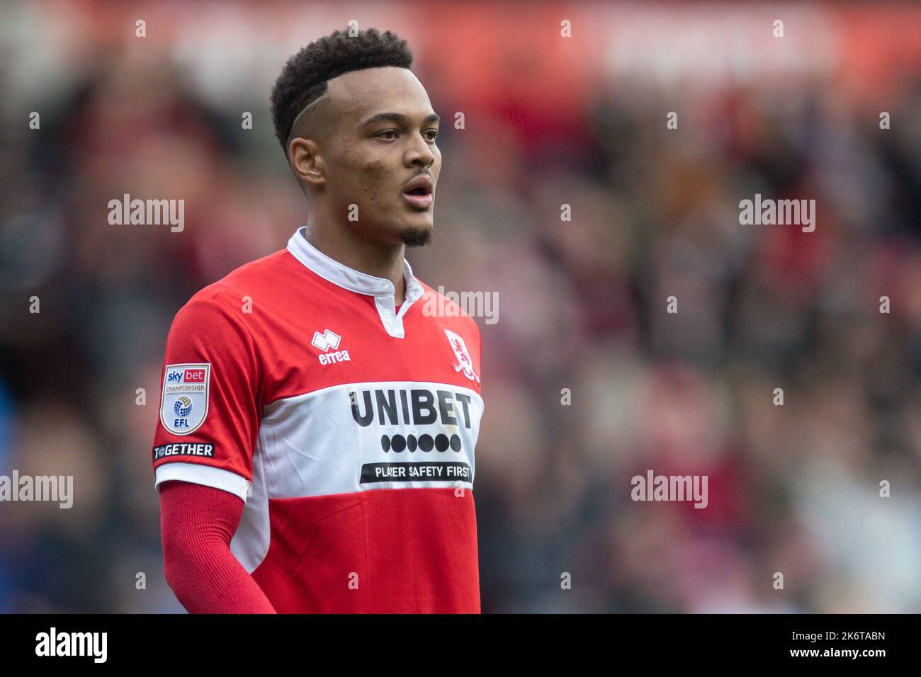 Rodrigo Muniz #9 di Middlesbrough durante la partita del Campionato Sky Bet Middlesbrough vs Blackburn Rovers al Riverside Stadium, Middlesbrough, Regno Unito, 15th ottobre 2022 (Foto di James Heaton/News Images) Foto Stock