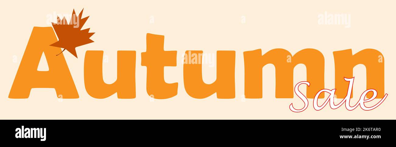 Pubblicità vendita autunnale, vendita banner e tag, cartello vendita autunnale, foglia arancione, foglia autunnale, colore arancione, Adatto per gli annunci di ottobre Foto Stock