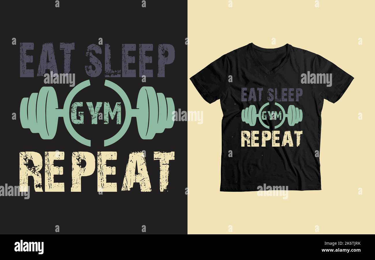 eat sleep gym ripetizione personalizzata t-shirt design vettoriale Illustrazione Vettoriale