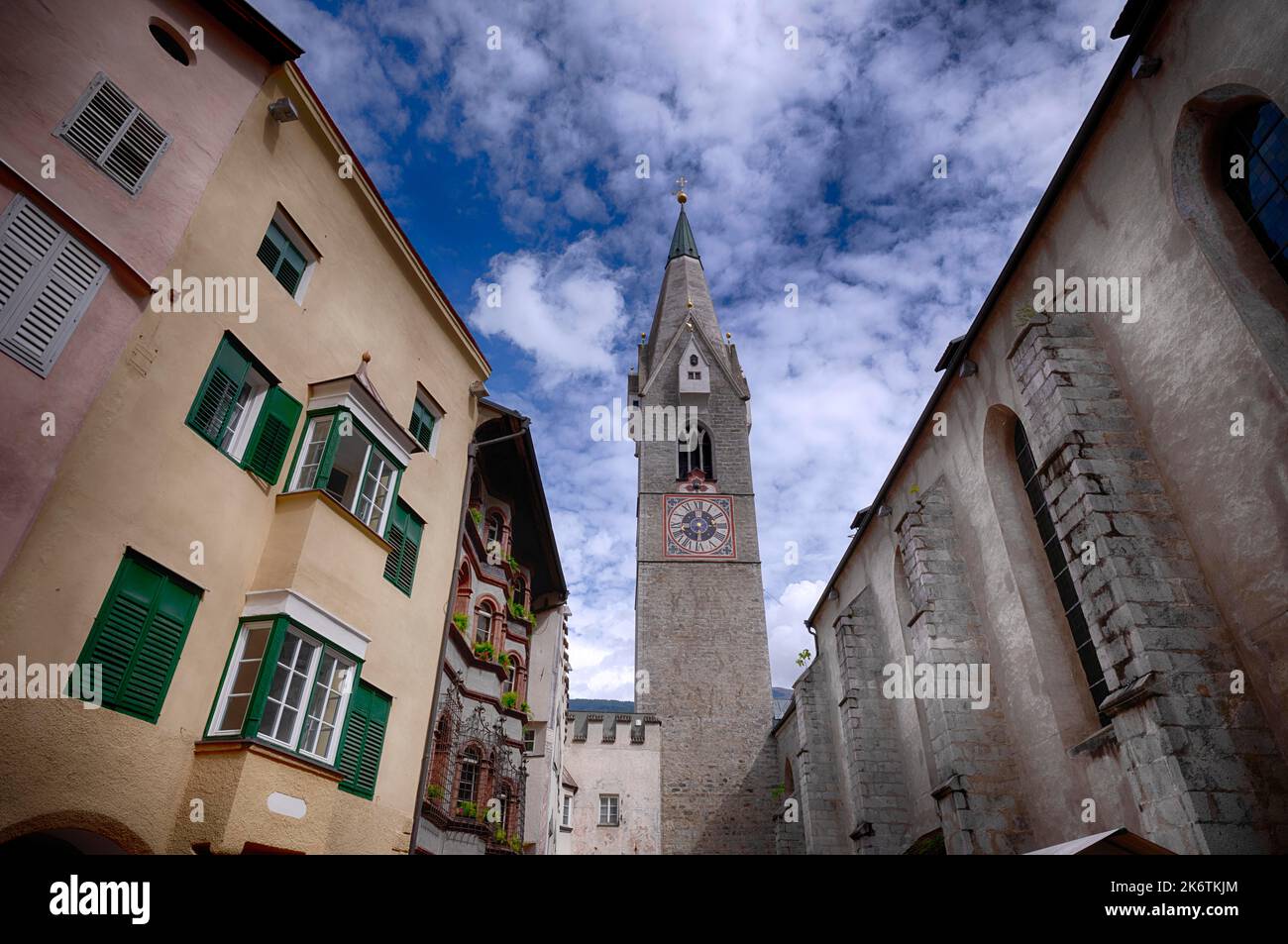 Torre Bianca, Chiesa Parrocchiale di San Michael, Bressanone, Alto Adige, Trentino, Italia Foto Stock