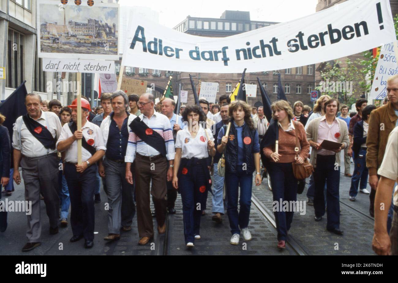 Francoforte. Adler dimostra per i lavori. 12. 9. 81 Foto Stock