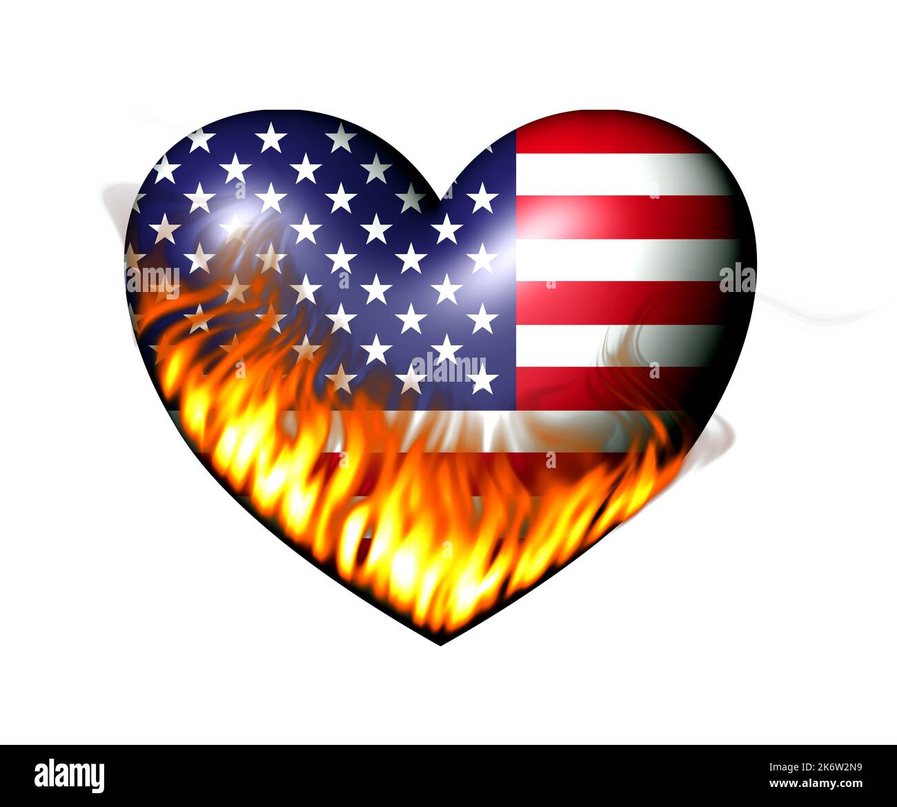 3D ILLUSTRAZIONE CUORE BANDIERA DEGLI STATI UNITI Foto Stock