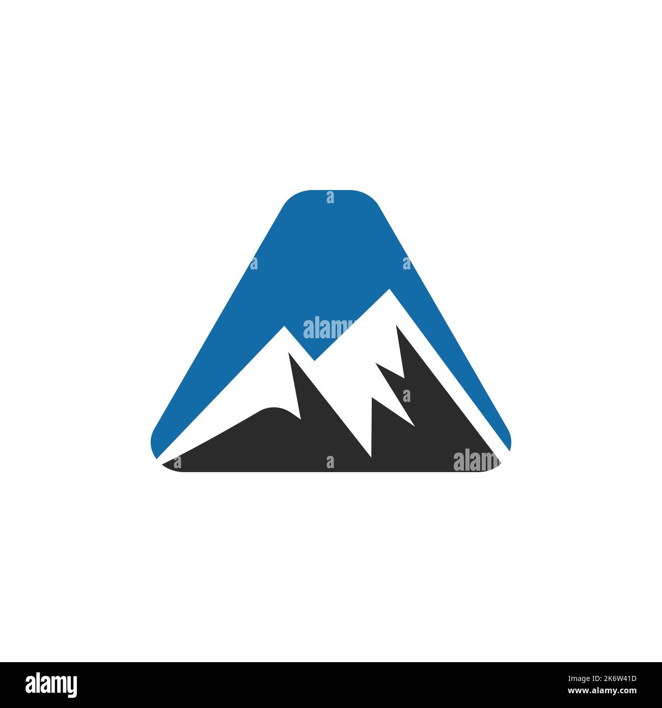 Lettera A segno vettoriale con logo di montaggio. Mountain Nature Landscape Logo si combina con Hill icona e modello Illustrazione Vettoriale