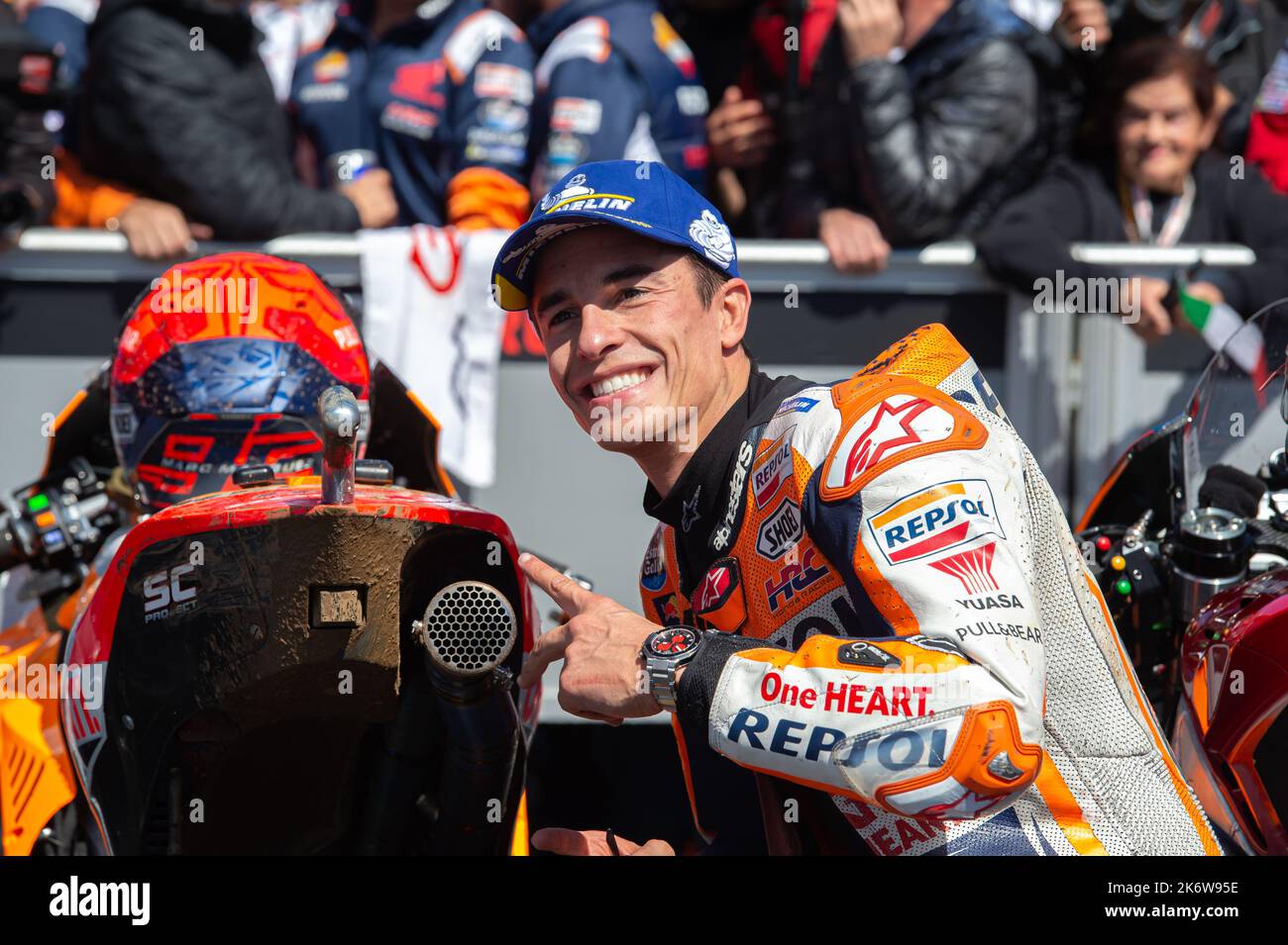 Melbourne, Australia. 16th Ott 2022. Marc Marquez Repsol Honda MotoGP Team festeggia il suo 2nd° podio alla MotoGP Australiana di Phillip Island. Credit: Karl Phillipson / Optikal / Alamy Live News Foto Stock